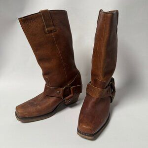 Topshop Brown Leather Harness Boots – Made in Spain – Size 38